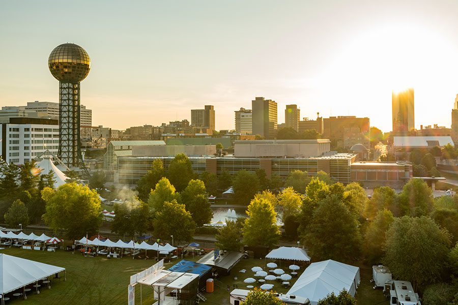 Skyline View Of Downtown Knoxville Tennessee On Sunny Day